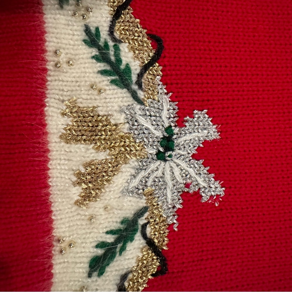 Vintage Dana Scott red embellished ugly Christmas sweater, ladies size small - Picture 3 of 8